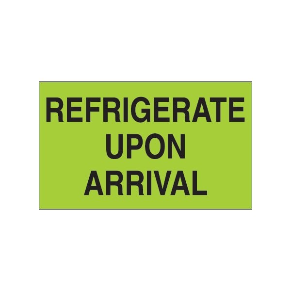 Bsc Preferred 3 x 5'' - ''Refrigerate Upon Arrival'' Fluorescent Green Labels BUY00024110 - main